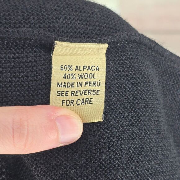 Beyond Threads Black Knit Cardigan Alpaca Wool Blend Sweater Medium - Picture 7 of 8